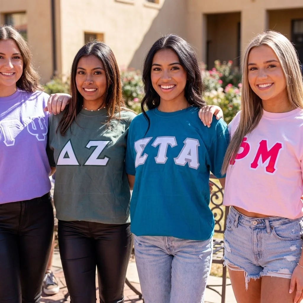 615b924c-847e-41c4-9718-c4d73ccf Sorority Sisterhood: Diverse Custom Greek Life Tees in a Square Group Shot - Image 1