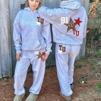 Custom '91' Gameday Sweatsuit with Leopard Print Star