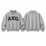 AXQ Varsity Mockneck Sweatshirt | 100% Cotton Fleece Pullover with Chenille Patch - Image 33