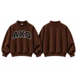 AXQ Varsity Mockneck Sweatshirt | 100% Cotton Fleece Pullover with Chenille Patch - Image 29