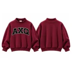 AXQ Varsity Mockneck Sweatshirt | 100% Cotton Fleece Pullover with Chenille Patch - Image 28