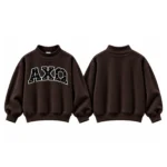 AXQ Varsity Mockneck Sweatshirt | 100% Cotton Fleece Pullover with Chenille Patch - Image 26