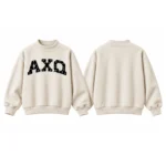 AXQ Varsity Mockneck Sweatshirt | 100% Cotton Fleece Pullover with Chenille Patch - Image 25