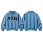 AXQ Varsity Mockneck Sweatshirt | 100% Cotton Fleece Pullover with Chenille Patch - Image 23