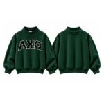 AXQ Varsity Mockneck Sweatshirt | 100% Cotton Fleece Pullover with Chenille Patch - Image 21