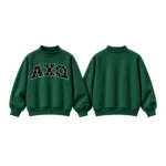 AXQ Varsity Mockneck Sweatshirt | 100% Cotton Fleece Pullover with Chenille Patch - Image 20