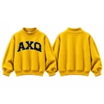 AXQ Varsity Mockneck Sweatshirt | 100% Cotton Fleece Pullover with Chenille Patch - Image 19