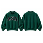 AXQ Varsity Mockneck Sweatshirt | 100% Cotton Fleece Pullover with Chenille Patch - Image 18