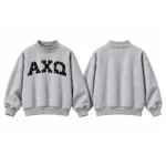 AXQ Varsity Mockneck Sweatshirt | 100% Cotton Fleece Pullover with Chenille Patch - Image 16