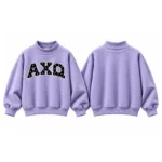 AXQ Varsity Mockneck Sweatshirt | 100% Cotton Fleece Pullover with Chenille Patch - Image 15