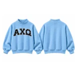 AXQ Varsity Mockneck Sweatshirt | 100% Cotton Fleece Pullover with Chenille Patch - Image 14