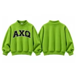 AXQ Varsity Mockneck Sweatshirt | 100% Cotton Fleece Pullover with Chenille Patch - Image 13