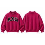 AXQ Varsity Mockneck Sweatshirt | 100% Cotton Fleece Pullover with Chenille Patch - Image 12