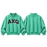 AXQ Varsity Mockneck Sweatshirt | 100% Cotton Fleece Pullover with Chenille Patch - Image 10