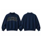 AXQ Varsity Mockneck Sweatshirt | 100% Cotton Fleece Pullover with Chenille Patch - Image 9