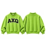 AXQ Varsity Mockneck Sweatshirt | 100% Cotton Fleece Pullover with Chenille Patch - Image 8