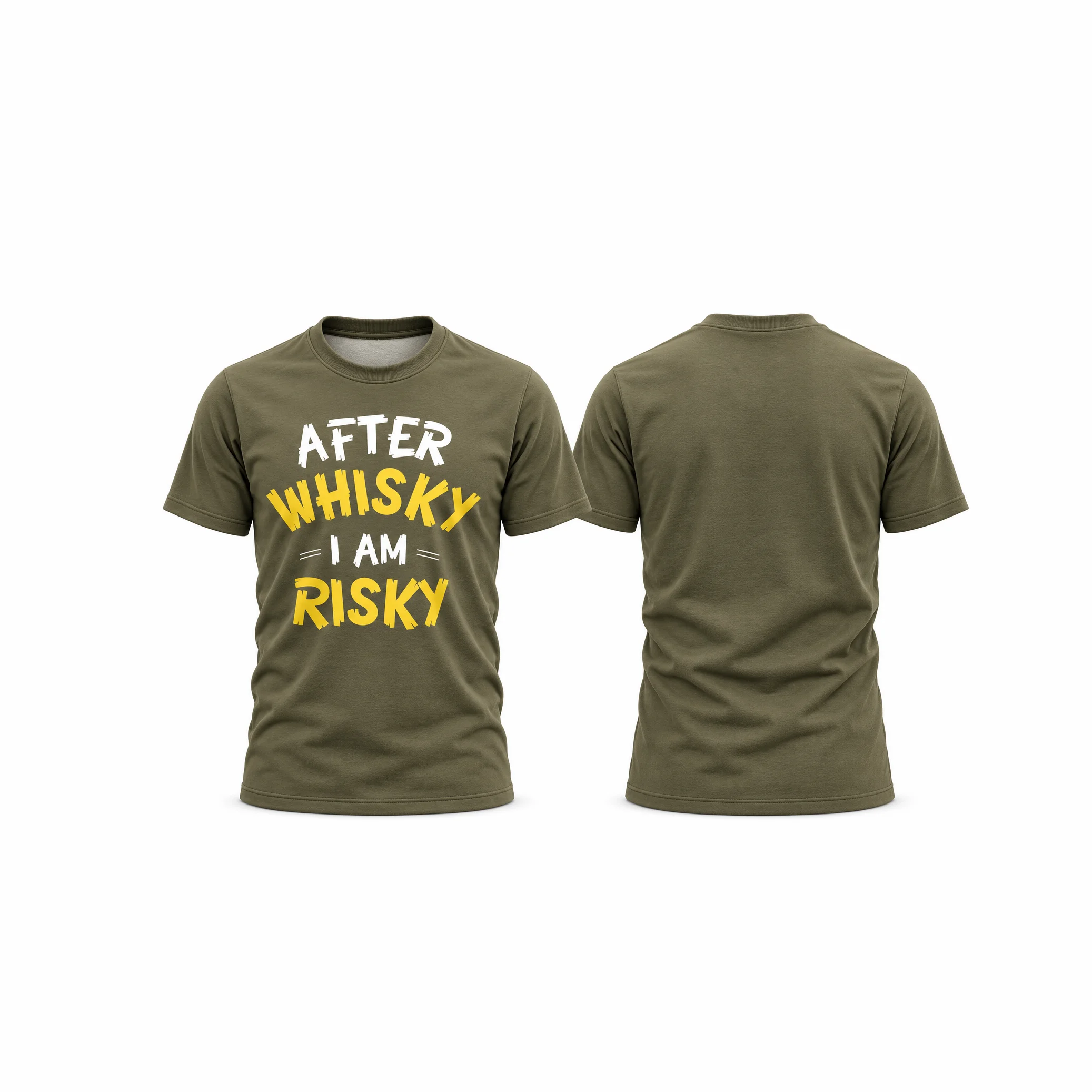 Olive Green T-Shirt Front and Back Mockup 100% Cotton T-Shirt - Image 1
