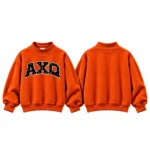 AXQ Varsity Mockneck Sweatshirt | 100% Cotton Fleece Pullover with Chenille Patch - Image 5