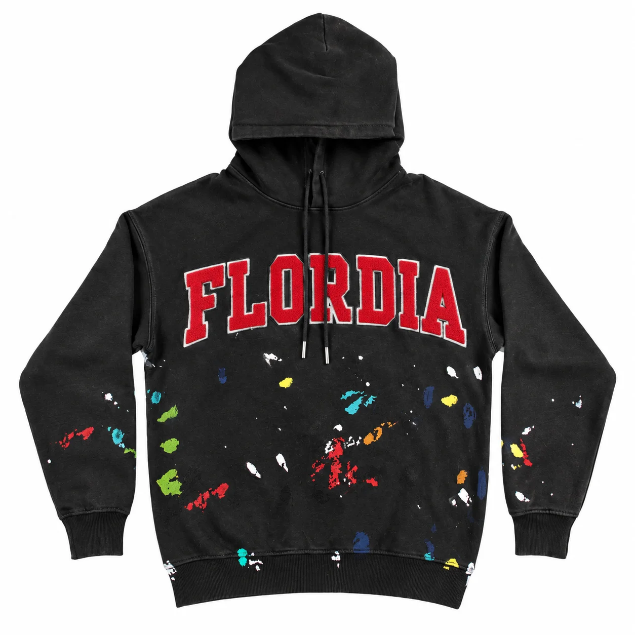 Paint-Splattered FLORDIA Hoodie 100%Cotton Fleece Hoodie - Image 1