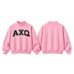AXQ Varsity Mockneck Sweatshirt | 100% Cotton Fleece Pullover with Chenille Patch - Image 4