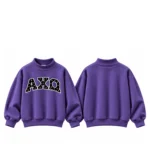 AXQ Varsity Mockneck Sweatshirt | 100% Cotton Fleece Pullover with Chenille Patch - Image 3