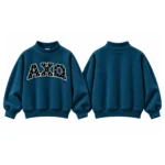 AXQ Varsity Mockneck Sweatshirt | 100% Cotton Fleece Pullover with Chenille Patch - Image 39
