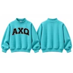AXQ Varsity Mockneck Sweatshirt | 100% Cotton Fleece Pullover with Chenille Patch - Image 38