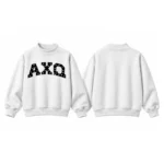 AXQ Varsity Mockneck Sweatshirt | 100% Cotton Fleece Pullover with Chenille Patch - Image 37