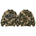 AXQ Varsity Mockneck Sweatshirt | 100% Cotton Fleece Pullover with Chenille Patch - Image 36