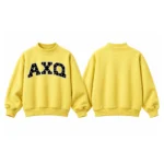 AXQ Varsity Mockneck Sweatshirt | 100% Cotton Fleece Pullover with Chenille Patch - Image 35
