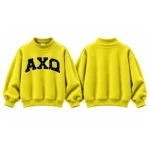 AXQ Varsity Mockneck Sweatshirt | 100% Cotton Fleece Pullover with Chenille Patch - Image 34